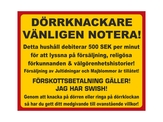 Dörrknackare vänligen notera