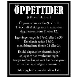 Öppettider svart