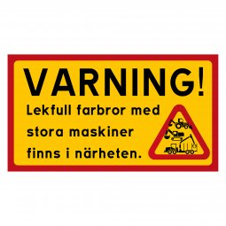 Varning lekfull farbror med stora maskiner