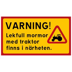 Varning lekfull mormor med traktor