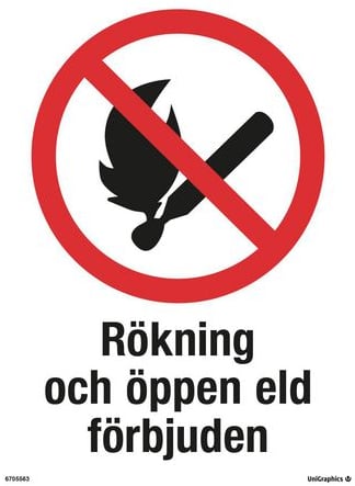 Rökning och öppen eld förbjuden